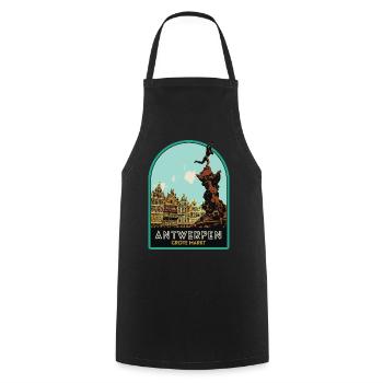 Illustration pittoresque de la Grand-Place - Tablier de cuisine - noir - Devant - AI Model Male 185 dark (185cm)