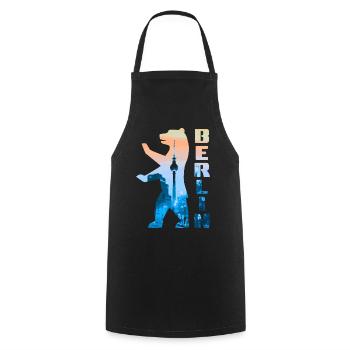Berlin Bär gefüllt mit Skyline Fernsehturm - Kochschürze - Schwarz - Vorne - AI Model Male 185 dark (185cm)