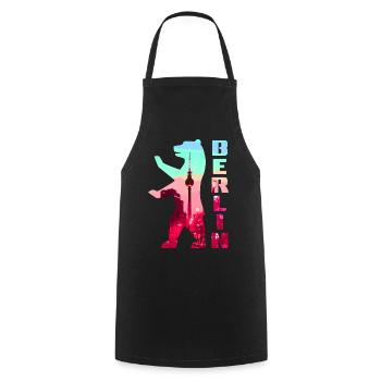 Berliner Bär gefüllt mit Skyline Fernsehturm - Kochschürze - Schwarz - Vorne - AI Model Male 185 dark (185cm)