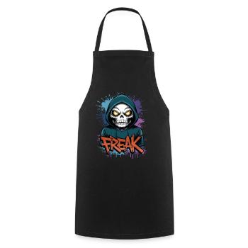 Freak - Skull, Totenkopf - Kochschürze - Schwarz - Vorne - AI Model Male 185 dark (185cm)