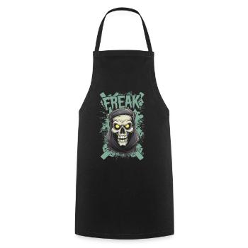 Freak - Skull, Totenkopf - Kochschürze - Schwarz - Vorne - AI Model Male 185 dark (185cm)