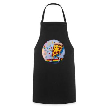 Pizza Slice Skateboard Graffiti - Kochschürze - Schwarz - Vorne - AI Model Male 185 dark (185cm)