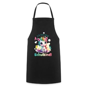 Einhorn mit Seifenblasen - Ich bin jetzt Schulkind - Kochschürze - Schwarz - Vorne - AI Model Male 185 dark (185cm)