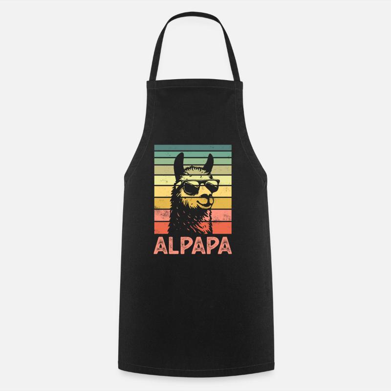 Father Dad Alpaca - Cooking Apron - black