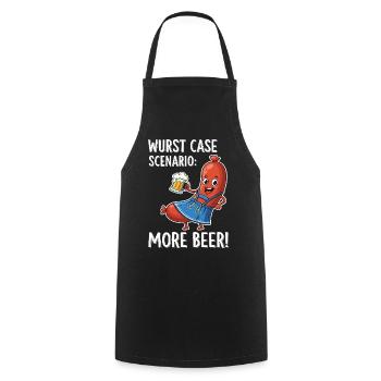 Scénario de cas de saucisse : plus de bière ! - Tablier de cuisine - noir - Devant - AI Model Male 185 dark (185cm)