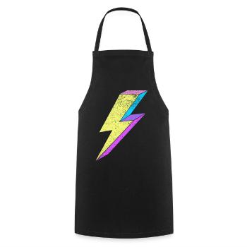 Leuchtende Lightning-Design mit Pastellfarben 80s  - Kochschürze - Schwarz - Vorne - AI Model Male 185 dark (185cm)