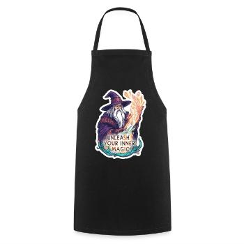 Vieux magicien sorcier - Libérez votre magie intérieure - Tablier de cuisine - noir - Devant - AI Model Male 185 dark (185cm)