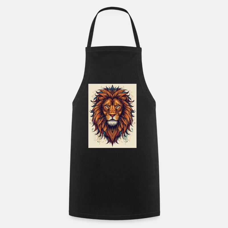 Portrait de lion dans la magie des couleurs - Tablier de cuisine - noir