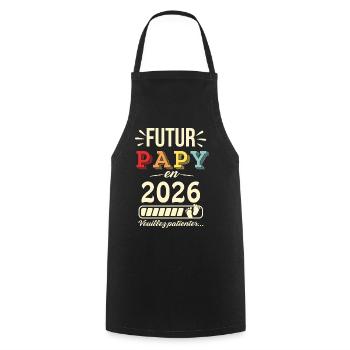Futur Papy 2026 T-shirt Humoristique Bébé à Venir - Tablier de cuisine - noir - Devant - AI Model Male 185 dark (185cm)