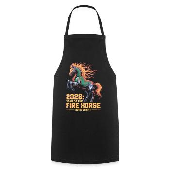 Fire Horse 2026 Burn Bright New Year Design - Cooking Apron - black - Front - AI Model Male 185 dark (185cm)