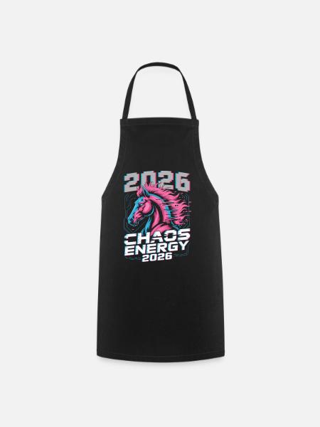Neon-Hengst 2026 Chaos-Energie - Kochschürze - Schwarz