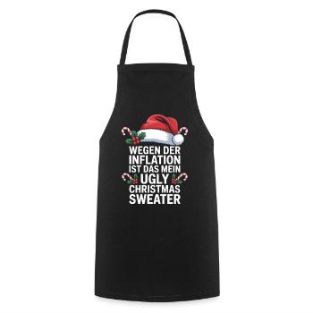 L’inflation rencontre le moche pull de Noël - Tablier de cuisine - noir - Devant - AI Model Male 185 dark (185cm)