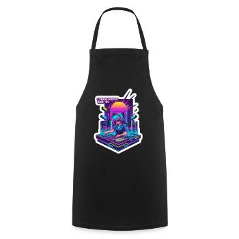 Retro Wave Cyber 90s - Cooking Apron - black - Front - AI Model Male 185 dark (185cm)