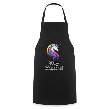 Unicorn Rainbow – Stay Magical - Cooking Apron - black - Front - AI Model Male 185 dark (185cm)