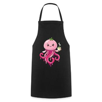 Kawaii Matcha Qualle süß - Kochschürze - Schwarz - Vorne - AI Model Male 185 dark (185cm)