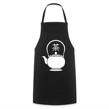 The Way of Tea - Japanese Zen Kyusu Art - Cooking Apron - black - Front - AI Model Male 185 dark (185cm)