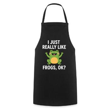 I just like frogs very much Design - Cooking Apron - black - Front - AI Model Male 185 dark (185cm)