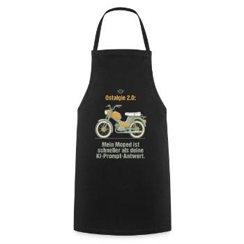 Ostalgie Moped. KI Prompt Spruch - Kochschürze - Schwarz - Vorne - AI Model Male 185 dark (185cm)