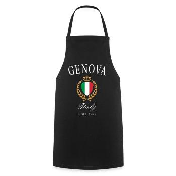 Genua Italien Wappen Krone – Reise Souvenir - Kochschürze - Schwarz - Vorne - AI Model Male 185 dark (185cm)
