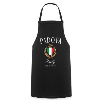Padua Italien Wappen Krone – Reise Souvenir - Kochschürze - Schwarz - Vorne - AI Model Male 185 dark (185cm)