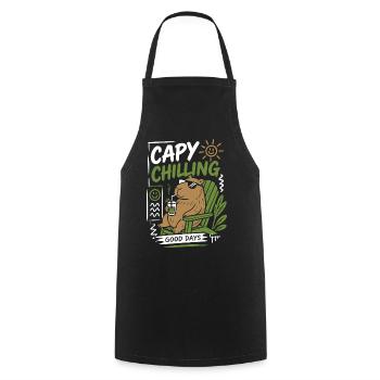 Capy Chilling Good Days - Kochschürze - Schwarz - Vorne - AI Model Male 185 dark (185cm)