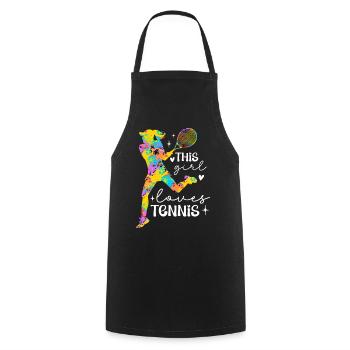This Girl Loves Tennis Splash - Cooking Apron - black - Front - AI Model Male 185 dark (185cm)