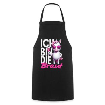 Je suis la mariée célibataire Licorne Vin de la douche nuptiale - Tablier de cuisine - noir - Devant - AI Model Male 185 dark (185cm)