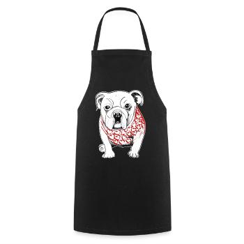Bulldog puppy - Cooking Apron - black - Front - AI Model Male 185 dark (185cm)