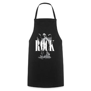 Rock logo with Angel wings - Cooking Apron - black - Front - AI Model Male 185 dark (185cm)