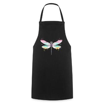 Libelle mit Aquarellflügeln - Kochschürze - Schwarz - Vorne - AI Model Male 185 dark (185cm)