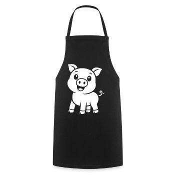 Cute Piggy Silhouette Animal Motif - Cooking Apron - black - Front - AI Model Male 185 dark (185cm)