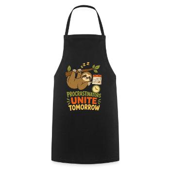 Procrastinators Unite Tomorrow - Cooking Apron - black - Front - AI Model Male 185 dark (185cm)