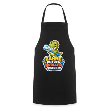 Dino Zähne putzen Brüllen sparen Spruch Kinder - Kochschürze - Schwarz - Vorne - AI Model Male 185 dark (185cm)
