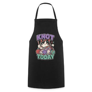 Knot Today Cat with Wool - Cooking Apron - black - Front - AI Model Male 185 dark (185cm)