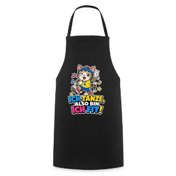 Tanzende Katze Fit Musik Sport Comic Spruch Cool - Kochschürze - Schwarz - Vorne - AI Model Male 185 dark (185cm)