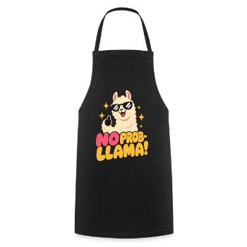 No Prob-Llama – Daumen hoch und Funkelsterne - Kochschürze - Schwarz - Vorne - AI Model Male 185 dark (185cm)
