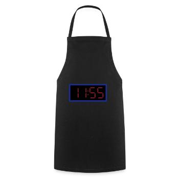 ★ Designfarben änderbar ★ Digitaluhr 11:55 Uhr - Kochschürze - Schwarz - Vorne - AI Model Male 185 dark (185cm)