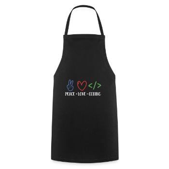 Peace Love Coding Coder Software Developer Program - Kochschürze - Schwarz - Vorne - AI Model Male 185 dark (185cm)