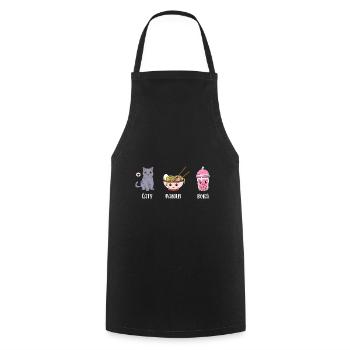 Cats Ramen Boba Tea Lover Tea Drinker Tea Brewing - Kochschürze - Schwarz - Vorne - AI Model Male 185 dark (185cm)