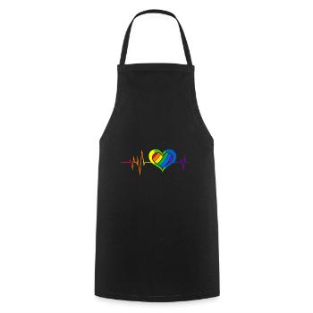 Pride Heart Lgbtq Bisexual Rainbow Love Transgende - Kochschürze - Schwarz - Vorne - AI Model Male 185 dark (185cm)