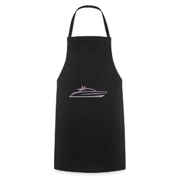 Bateau Yacht Silhouette Minimaliste - Tablier de cuisine - noir - Devant - AI Model Male 185 dark (185cm)