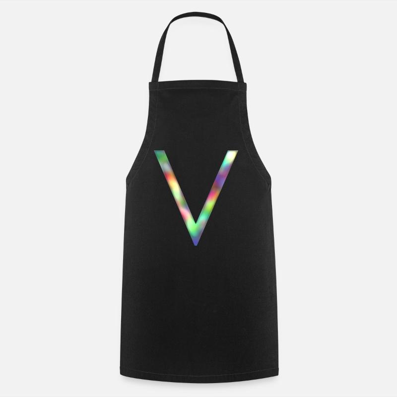 V - LETTRE INITIALE - Tablier de cuisine - noir