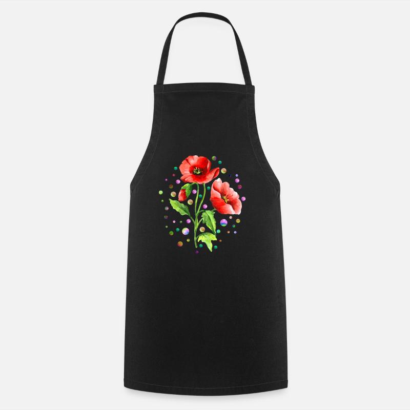 Blumen - Kochschürze - Schwarz