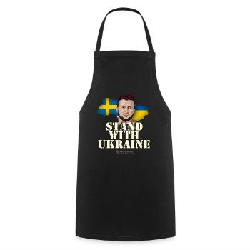 Ukraine Sverige Stand with Ukraine - Cooking Apron - black - Front - AI Model Male 185 dark (185cm)