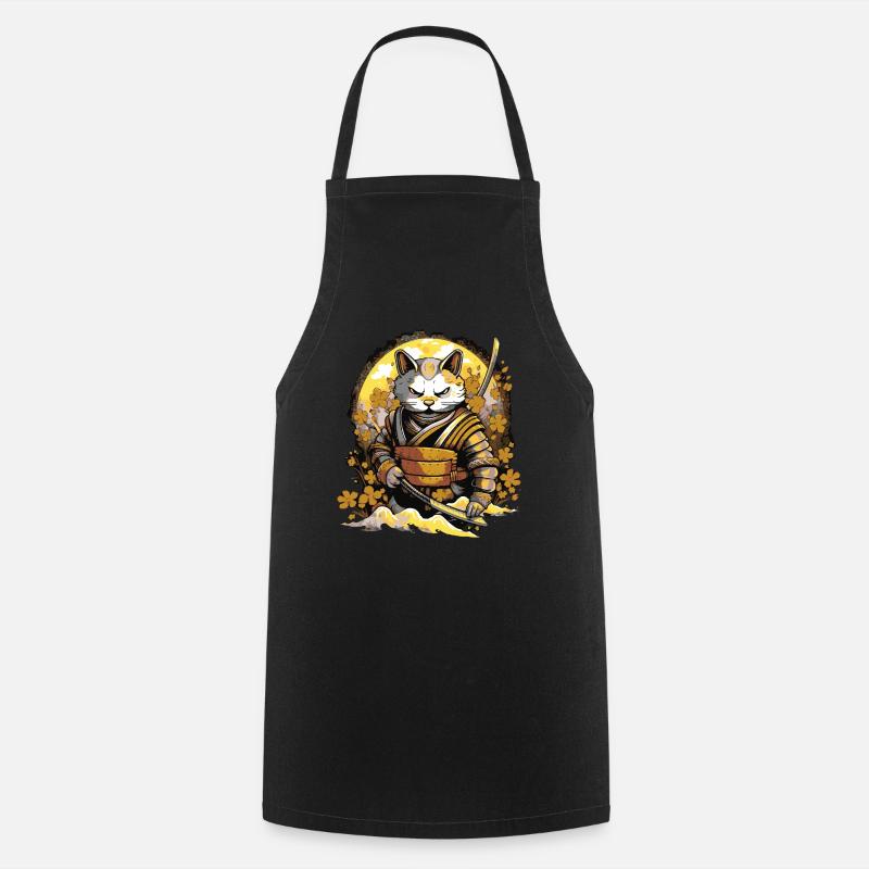 Chat samouraï - Tablier de cuisine - noir