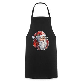 Weihnachtsmann - Traditionell und Aquarell - Kochschürze - Schwarz - Vorne - AI Model Male 185 dark (185cm)