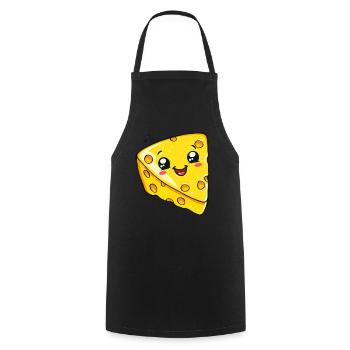 Morceau de fromage kawaii avec un visage amusant - Tablier de cuisine - noir - Devant - AI Model Male 185 dark (185cm)