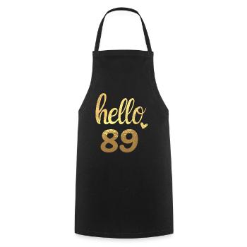 Hello 89 gold - Cooking Apron - black - Front - AI Model Male 185 dark (185cm)