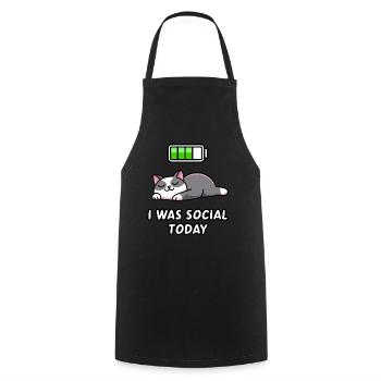 Recharge Mode: I Was Social Today - Cooking Apron - black - Front - AI Model Male 185 dark (185cm)