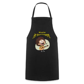 Funny cartoon - Cooking Apron - black - Front - AI Model Male 185 dark (185cm)